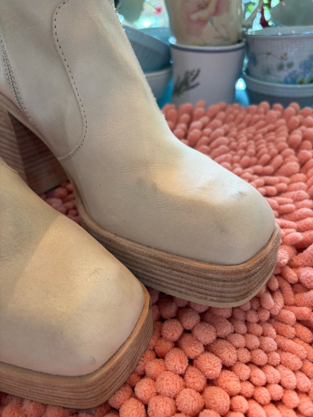 Cream Free People Ruby Platform Ankle Boots size 6.5 - Picture 3 of 11